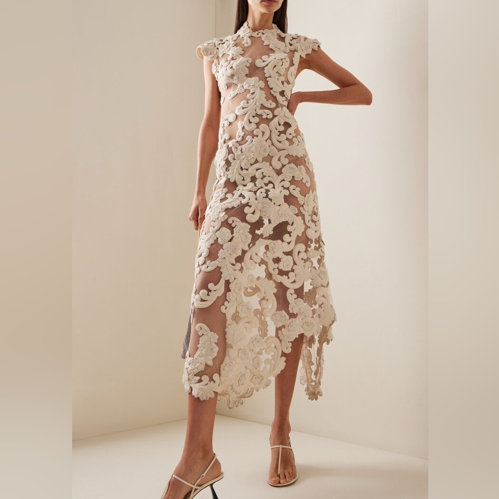 ZIMMERMANN Sensory Lace Velvet and Tulle Embroidered Midi Dress - Picture 3 of 16